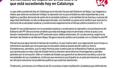 Photo of Comunicado de IU sobre lo que está sucediendo en Catalunya