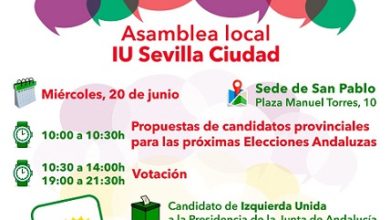 Photo of Asamblea este miércoles para votar a nuestros/as candidatos/as a las elecciones andaluzas