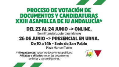 Photo of Comienzan las votaciones de la XXIII Asamblea de IU Andalucía