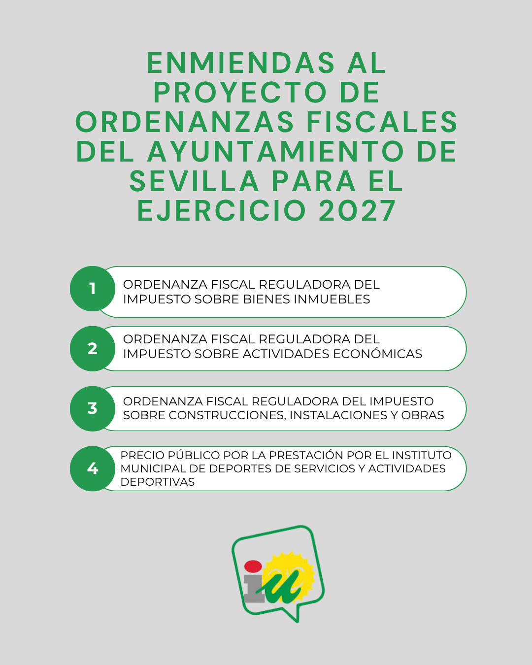 Photo of ENMIENDAS AL PROYECTO DE ORDENANZAS FISCALES DEL AYUNTAMIENTO DE SEVILLA PARA EL EJERCICIO 2027